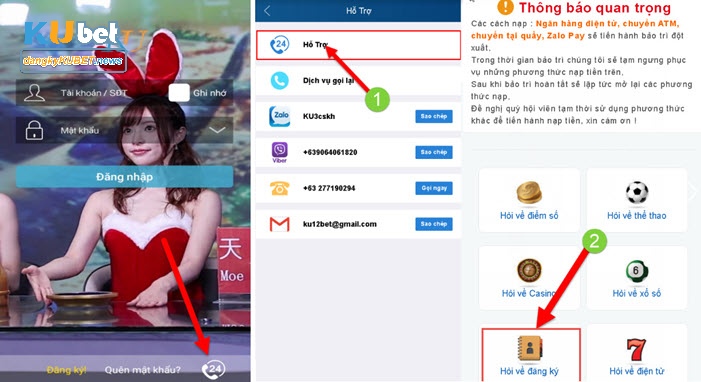 Liên hệ với bộ phận hỗ trợ của Kubet