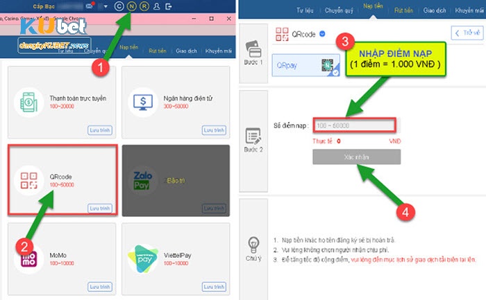 Sử dụng QR Code để nạp tiền Kubet nhanh chóng