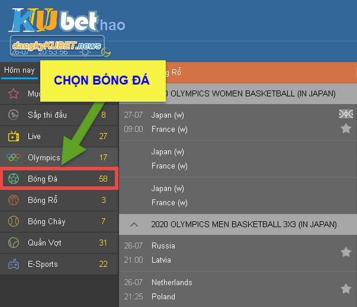 Chọn chuyên mục bóng đá Kubet